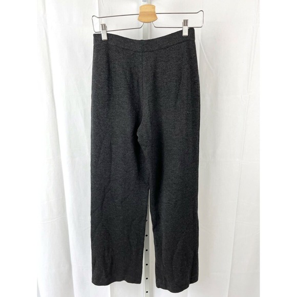 ST. JOHN Santana Knit Pants High Waist Wide Leg Gray USA Size 4 - Picture 2 of 5